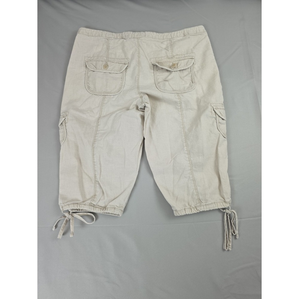 Sonoma Shorts Beige Womens 6 Linen Cotton Blend Bermuda Cargo Pockets Drawstring - Picture 10 of 14